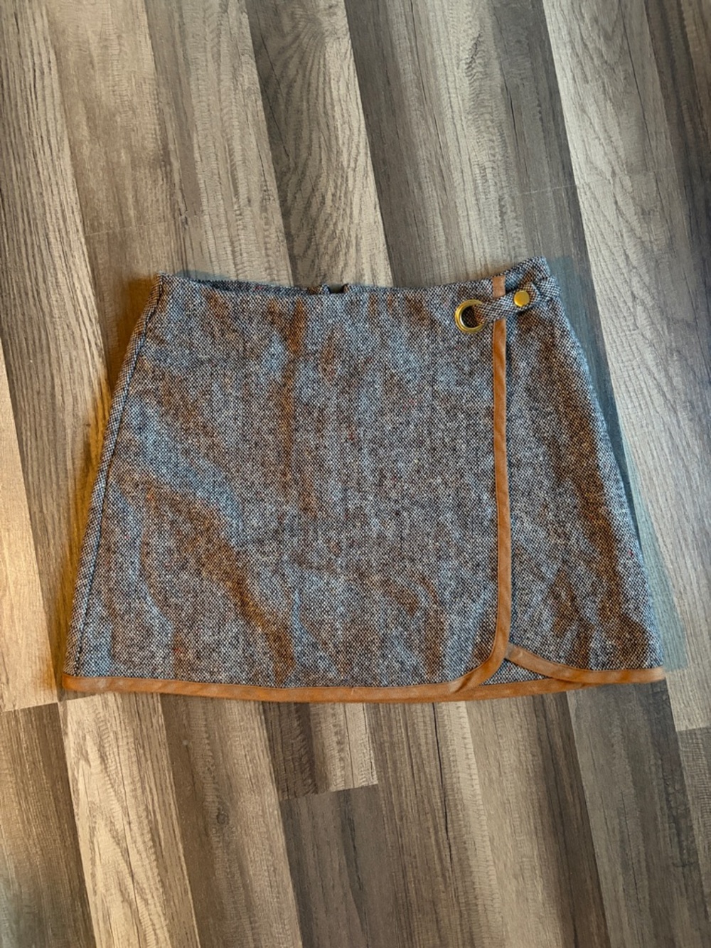Topshop Brown & Gray Tweed Mini Skirt